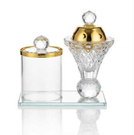 Set de Luxe : Encensoir en Cristal et Boîte à Louban avec Plateau