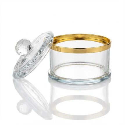 Bocal en Verre de Luxe avec Bordure Dorée – Élégance & Pureté
