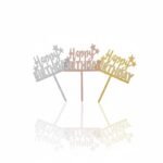 Toppers de Gâteau "Happy Birthday" Scintillants – Or, Argent & Or Rose
