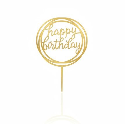 Cake Topper "Happy Birthday" Circulaire – Design Or Élégant