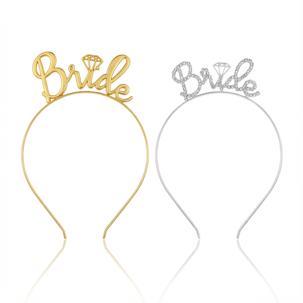 bride gold and silver Serre-tête Bride doré élégant – Image 1