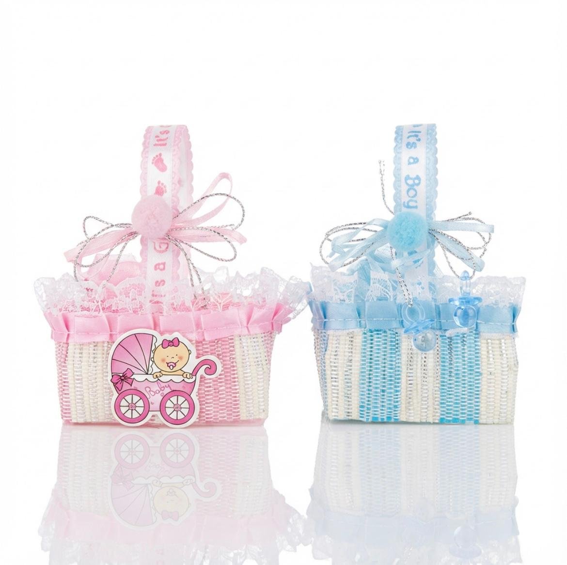 f567ba67-a8eb-49f8-85e9-dfde194b49eb Panier décoratif Baby Shower – Cadeau naissance rose et bleu – Image 1