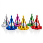 Chapeaux d’anniversaire Happy Birthday en papier métallisé – Lot de 6 – Image 2