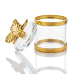 Boîte à encens en verre avec papillon doré élégant – Image 2