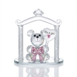 Figurine Baby Shower en cristal – Ourson “It’s a girl”