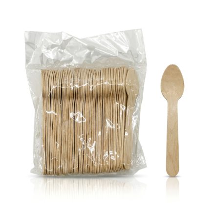 Cuillères en bois jetables – Lot de 100