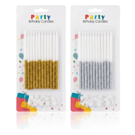 Party Candles 12pcs Gold Silver